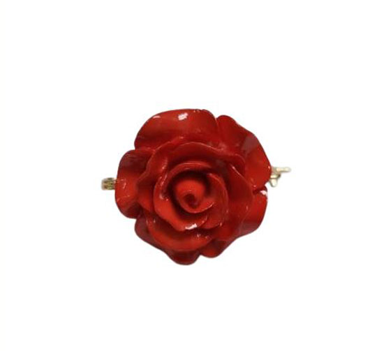 Flamenco Shawl Brooch in the shape of a Rose. Red